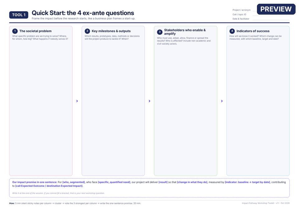 Preview of Tool 1 — Quick start