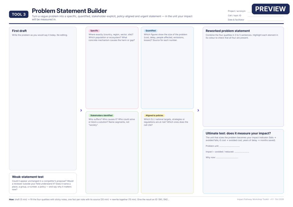 Preview of Tool 3 — Problem statement builder